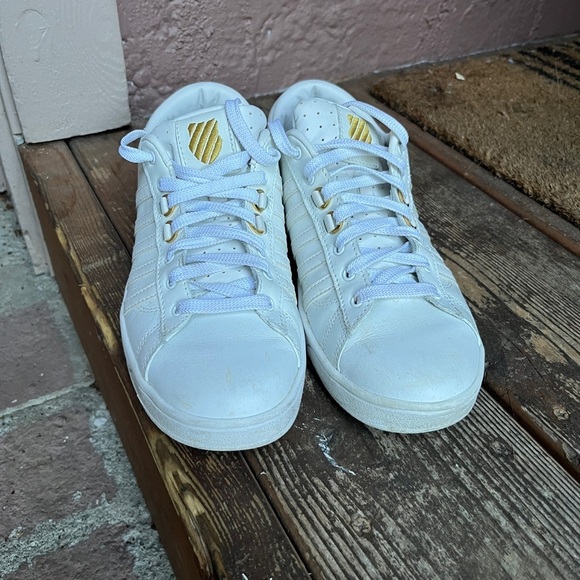 K-Swiss Shoes - White and Gold Sneakers